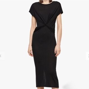 All Saints "GRAY" Twist-Front Midi Dress